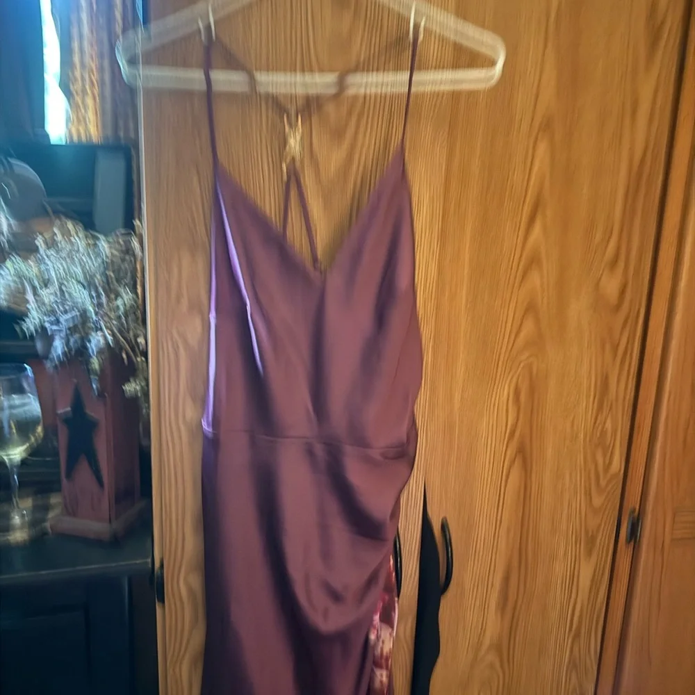 Abercrombie Elegant Plum Floral-Accent Slip Dress